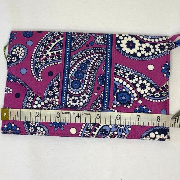Vera Bradley Travel Wallet Boysenberry Purple Paisley Slim Flat Clutch NWT - Picture 7 of 9
